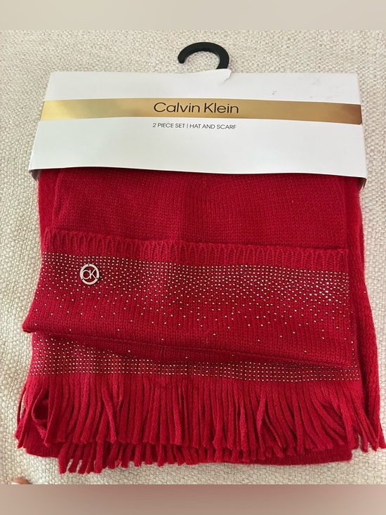 Calvin Klein Accessories - Calvin KleinNWT  Scarf & Hat Set
Red Rouge with Silver CK
Logo & Sparkle